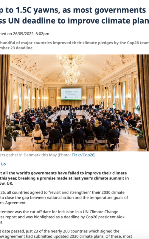 Gap to 1.5C yawns, as most governments miss UN deadline to improve climate plans