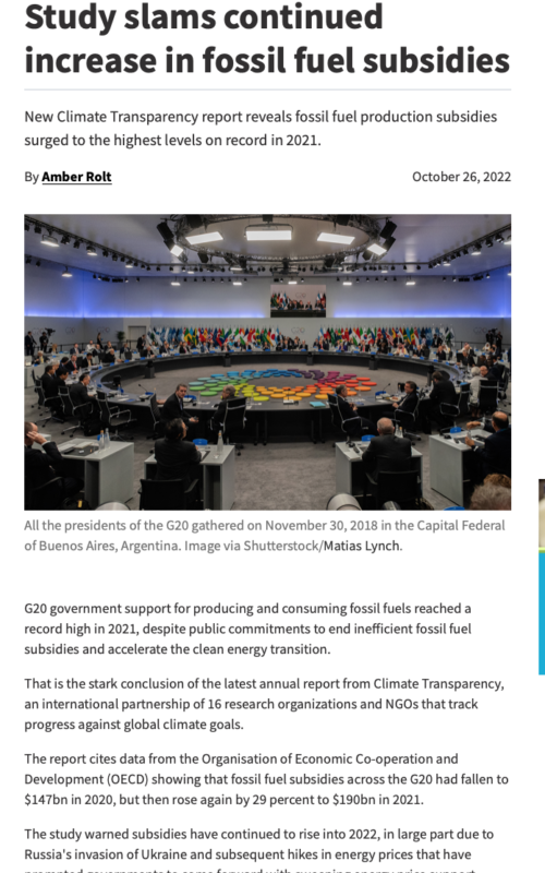 'The G20 has failed to deliver': Study slams continued increase in fossil fuel subsidies