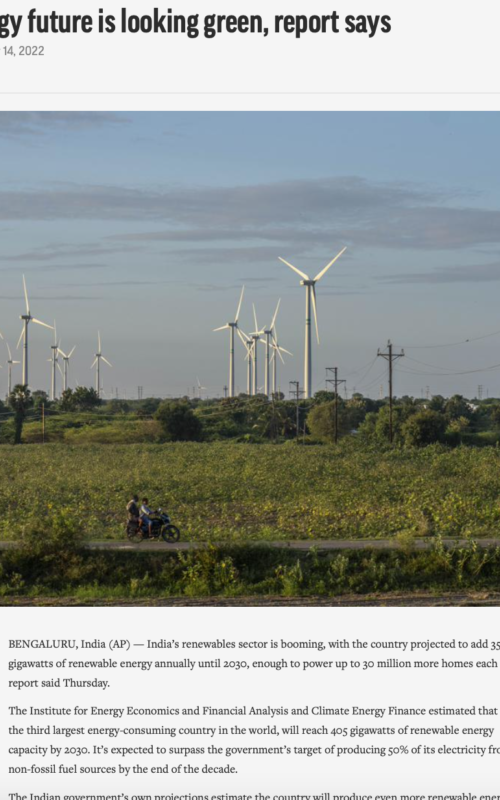 India’s energy future is looking green, report says