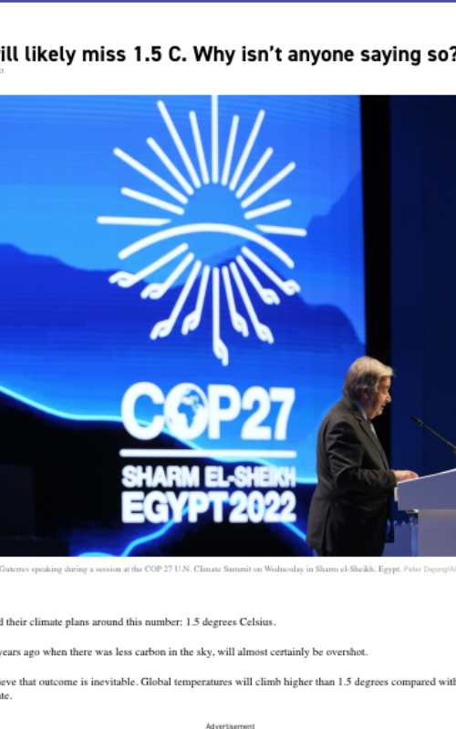 The world will likely miss 1.5 C. Why isn’t anyone saying so?