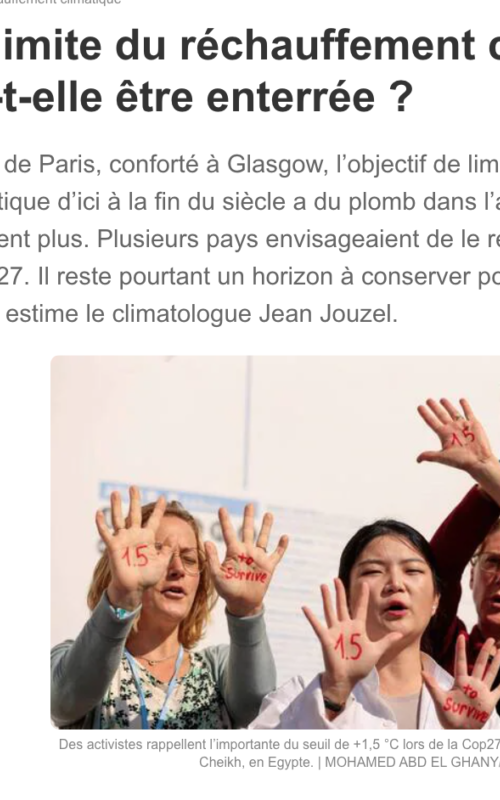 Cop27. La limite du réchauffement climatique à 1,5 °C va-t-elle être enterrée ?