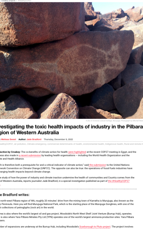Investigating the toxic health impacts of industry in the Pilbara region of Western Australia