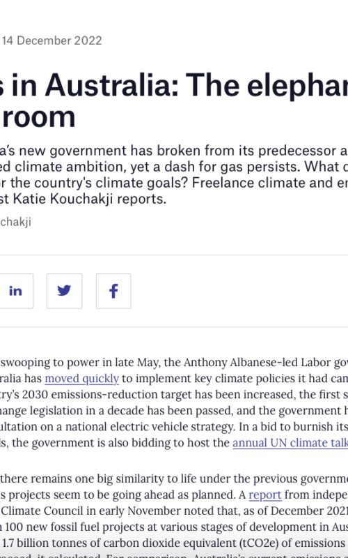 Gas in Australia: The elephant in the room