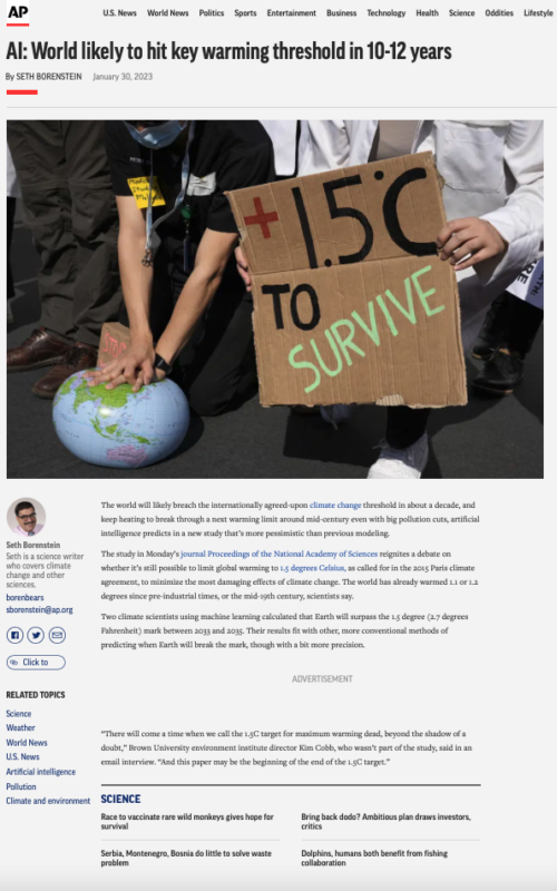 AI: World likely to hit key warming threshold in 10-12 years