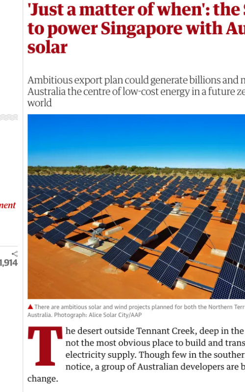 'Just a matter of when': the $20bn plan to power Singapore with Australian solar