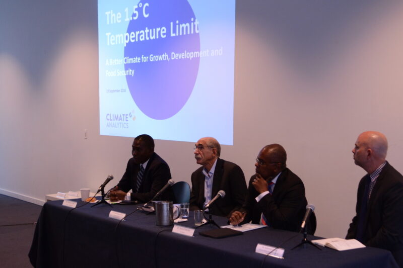 Climate Analytics panelists: Selwin Hart, Michael Oppenheimer, James Fletcher, Nathanael Greene