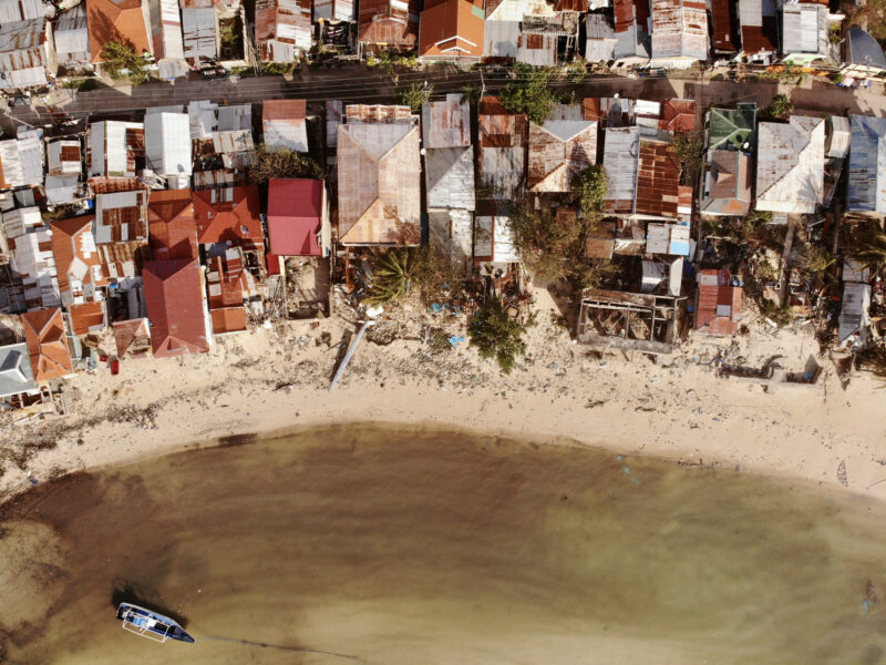 Drone’s view the day after a typhoon in Malapascua Island Philippines