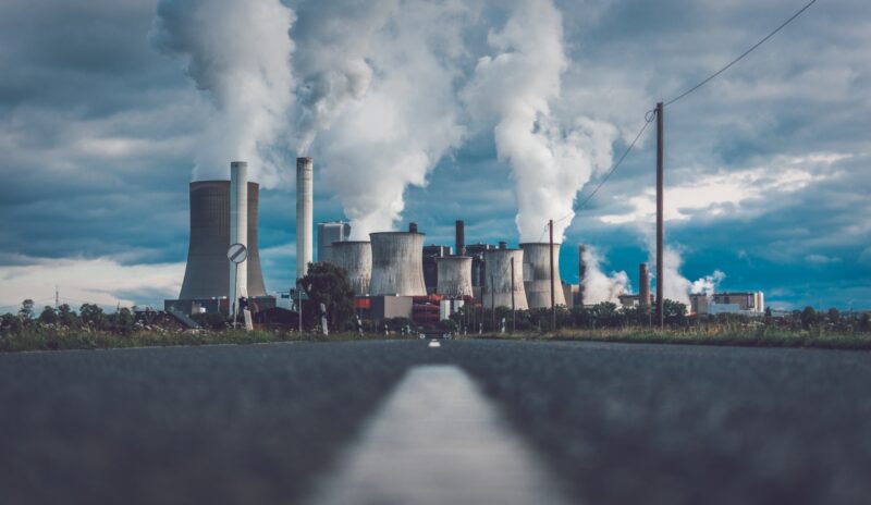 Road towards coal power plant in Niederausse, Germany