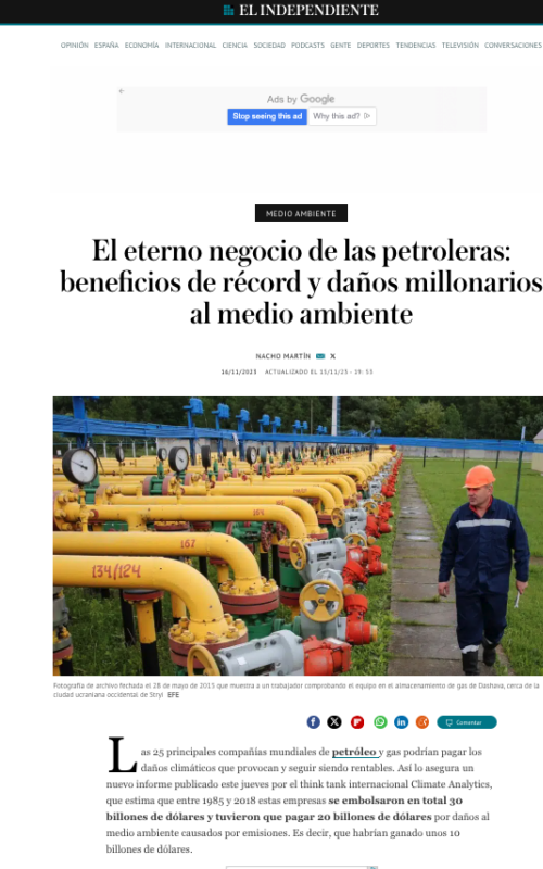 Screenshot of El Independiente 2023 11 16 at 09 38 08