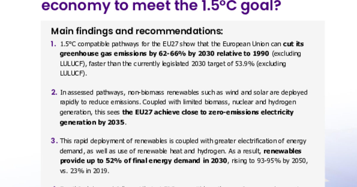 Climate Analytics | How can the EU transform its economy to meet the…