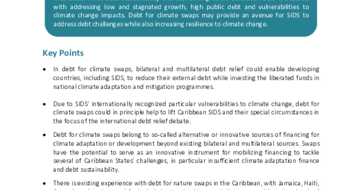 Climate Analytics | Debt for climate swaps: Caribbean outlook