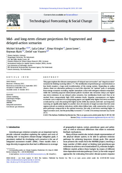 Mid- and long-term climate projections for fragmented and delayed-action scenarios