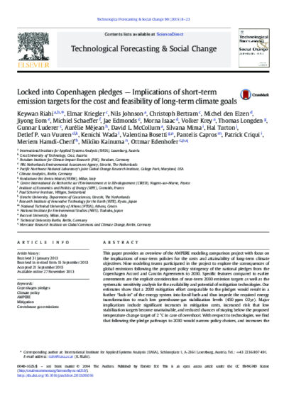 Locked into Copenhagen Pledges - implications of short-term emission targets for the cost and feasibility of long-term climate goals