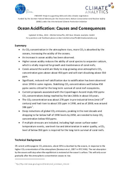 Ocean Acidification: Causes and Consequences
