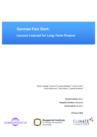 German fast start: lessons learned for long-term finance