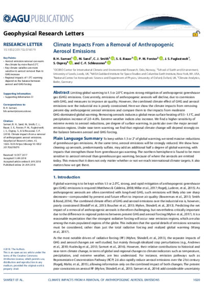 Climate impacts from a removal of anthropogenic aerosol emissions