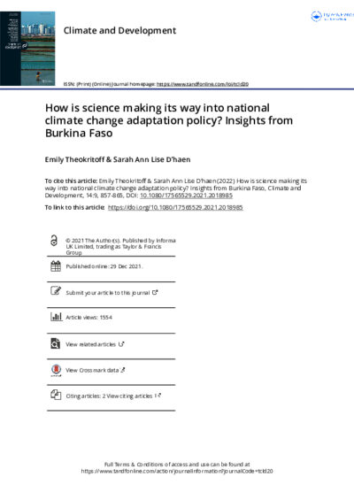 How is science making its way into national climate change adaptation policy? Insights from Burkina Faso