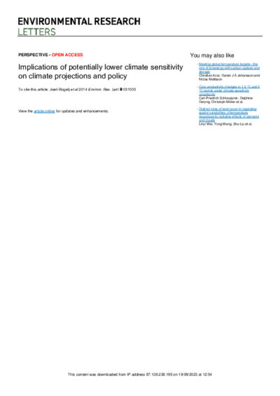 Implications of potentially lower climate sensitivity on climate projections and policy