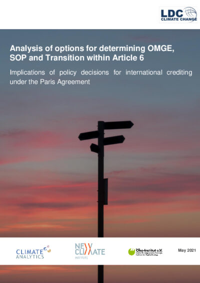 Analysis of options for determining OMGE, SOP and Transition within Article 6: implications of policy decisions for international crediting under the Paris Agreement