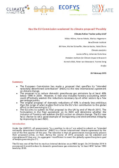 Has the EU Commission weakened its climate proposal? Possibly