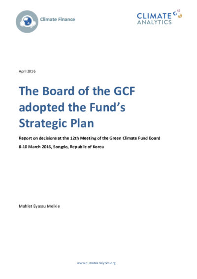 Report on decisions at the 12th meeting of the Green Climate Fund Board