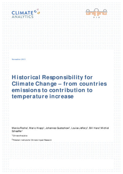 Historical responsibility for climate change – from countries emissions to contribution to temperature increase