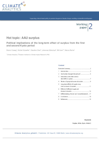 Political implications of the long-term effect of surplus from the first and second Kyoto period