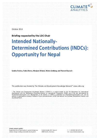 Intended Nationally Determined Contributions: opportunity for Nepal