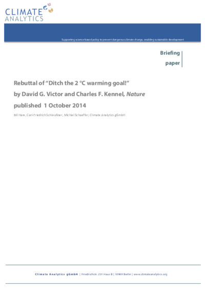 Rebuttal of “Ditch the 2°C warming goal!”