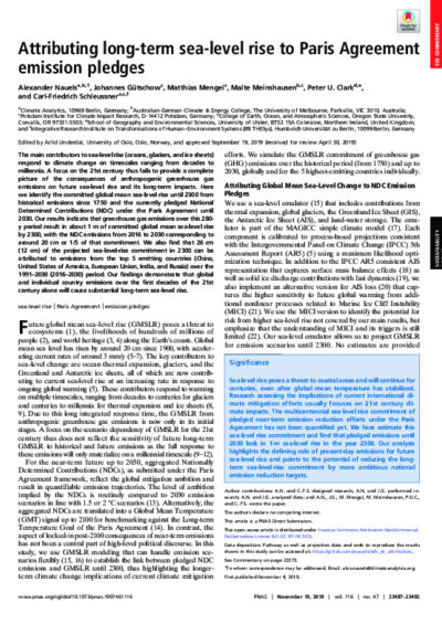 Attributing long-term sea-level rise to Paris Agreement emission pledges