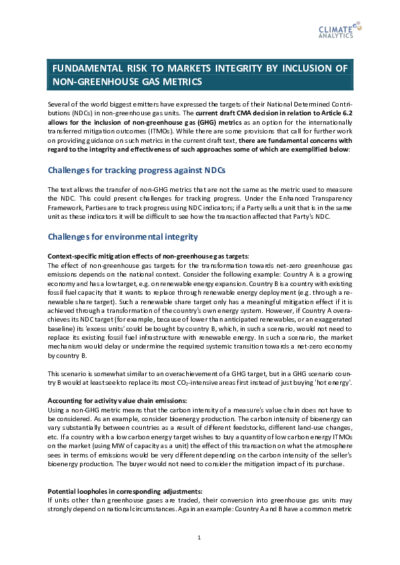 Fundamental risk to markets integrity by inclusion of non-greenhouse gas metrics