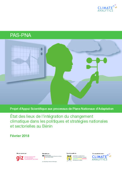 Benin: stocktaking on the integration of climate change in national and sectorial strategies and policies (in French)