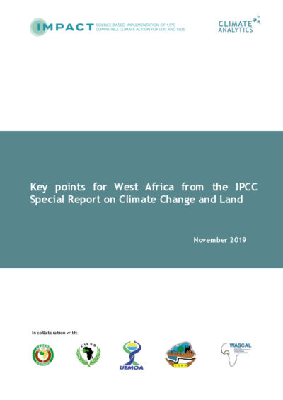 Key points for West Africa from the IPCC Special Report on Climate Change and Land