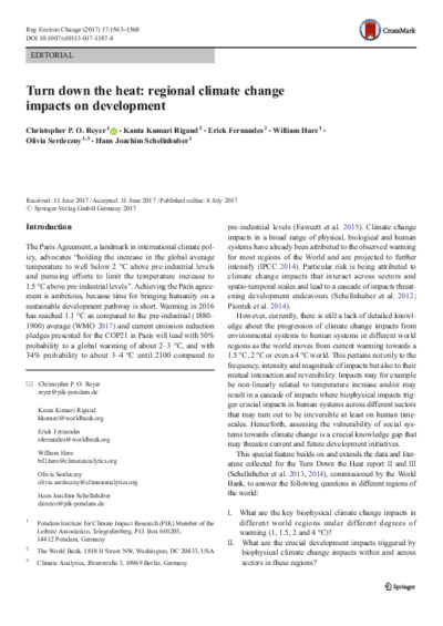 Turn down the heat: regional climate change impacts on development