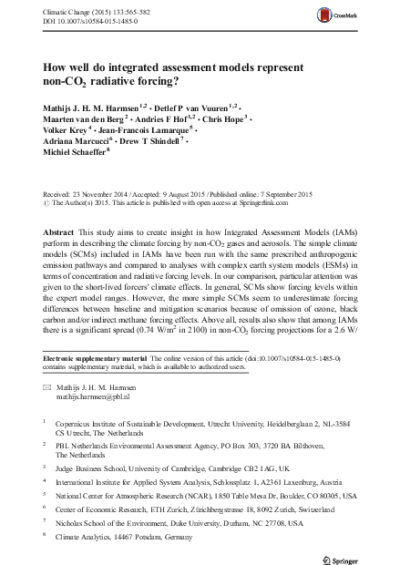 How well do integrated assessment models represent non-CO2 radiative forcing?