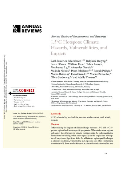 1.5°C Hotspots: Climate Hazards, Vulnerabilities, and Impacts