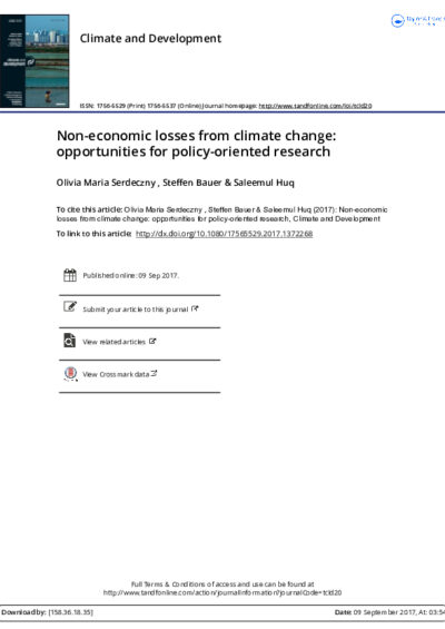Non-economic losses from climate change: opportunities for policy-oriented research