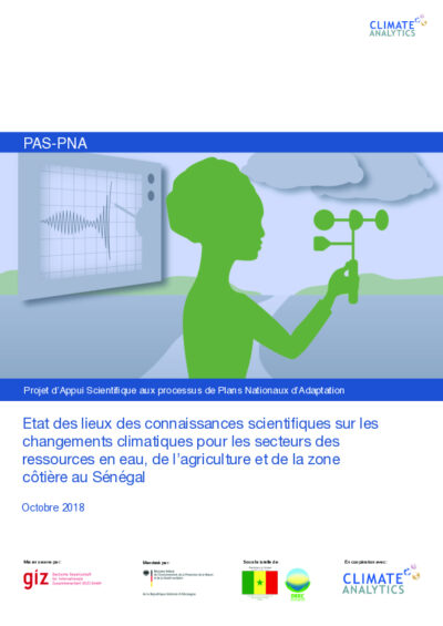 Etat des lieux des connaissances scientifiques sur les changements climatiques pour les secteurs des ressources en eau, de l’agriculture et de la zone côtière au Sénégal
