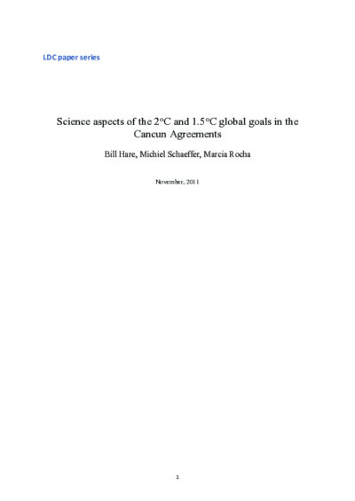 Science aspects of the 2°C and 1.5°C global goals in the Cancun Agreements