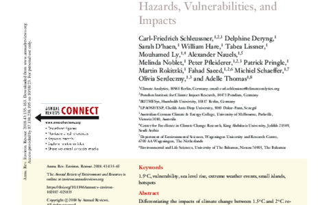 1.5°C Hotspots: Climate Hazards, Vulnerabilities, and Impacts